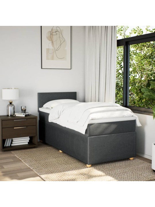 Box spring postel s matrací tmavě šedá 90x200 cm textil