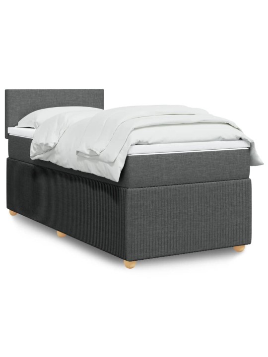 Box spring postel s matrací tmavě šedá 90x200 cm textil