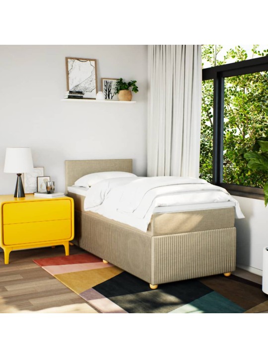 Box spring postel s matrací krémová 90x200 cm textil