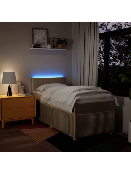 Box spring postel s matrací krémová 90x200 cm textil