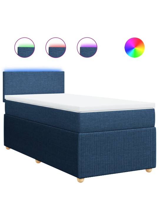 Box spring postel s matrací modrá 90x200 cm textil