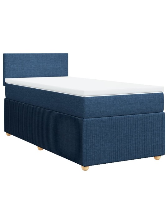Box spring postel s matrací modrá 90x200 cm textil