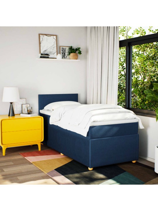 Box spring postel s matrací modrá 90x200 cm textil