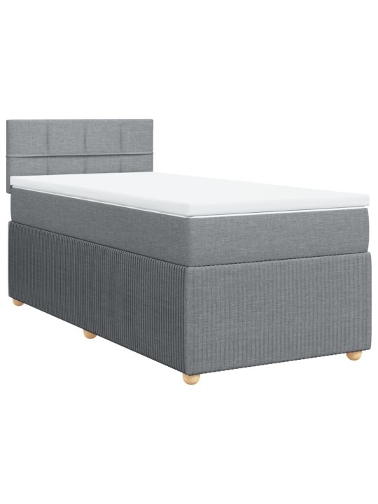 Box spring postel s matrací světle šedá 90x200 cm textil