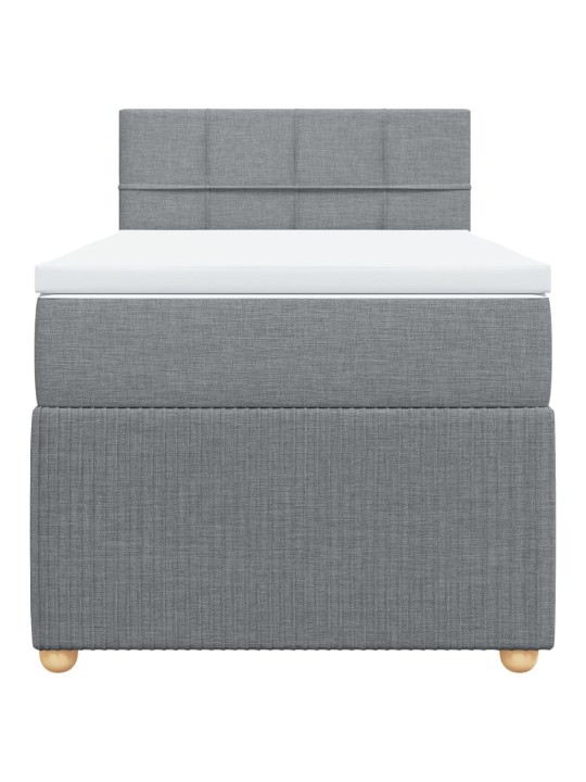 Box spring postel s matrací světle šedá 90x200 cm textil