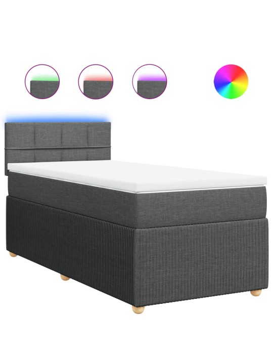 Box spring postel s matrací tmavě šedá 90x200 cm textil