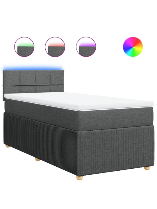 Box spring postel s matrací tmavě šedá 90x200 cm textil