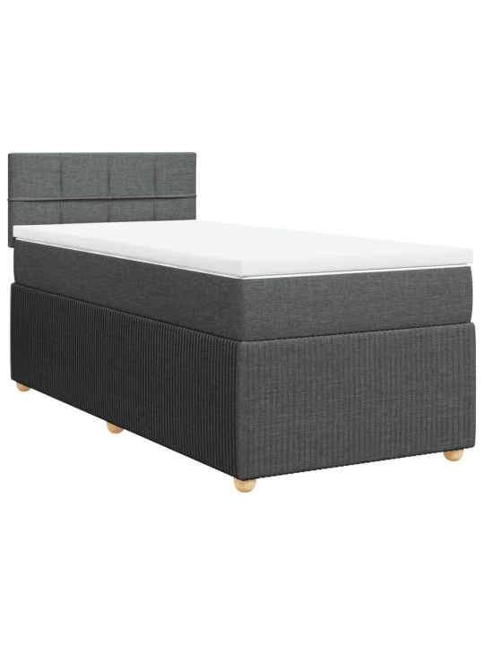 Box spring postel s matrací tmavě šedá 90x200 cm textil