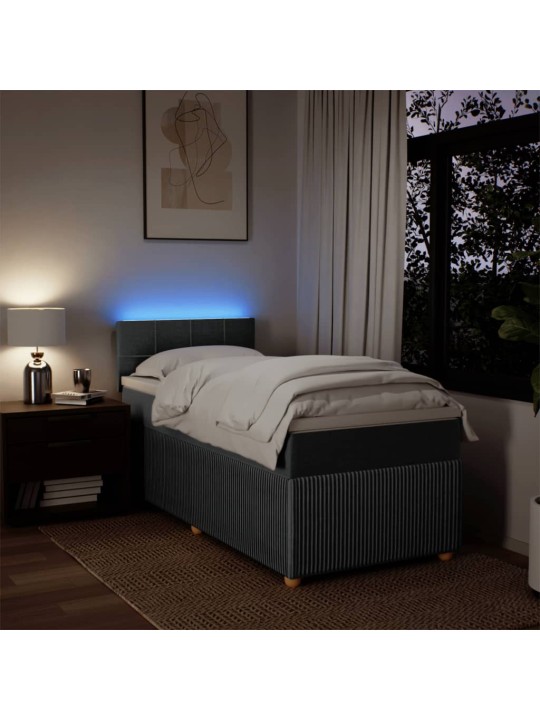 Box spring postel s matrací tmavě šedá 90x200 cm textil
