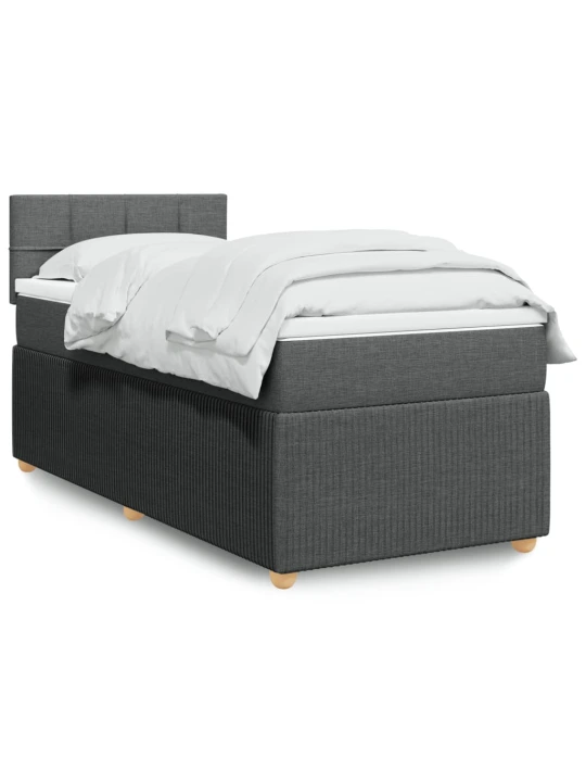 Box spring postel s matrací tmavě šedá 90x200 cm textil