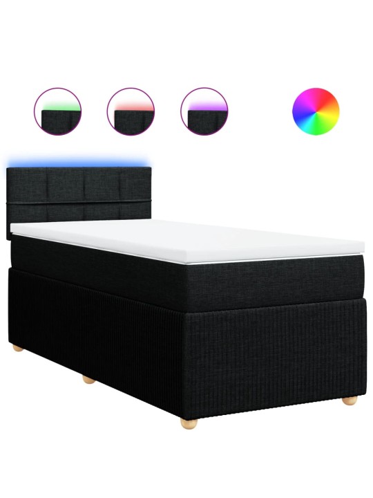 Box spring postel s matrací černá 90x200 cm textil