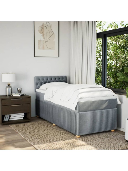 Box spring postel s matrací světle šedá 90x200 cm textil