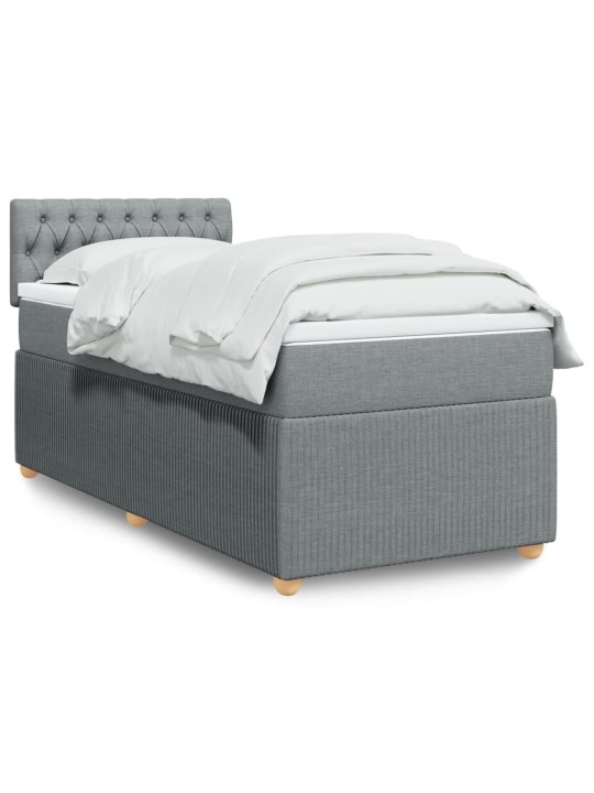 Box spring postel s matrací světle šedá 90x200 cm textil