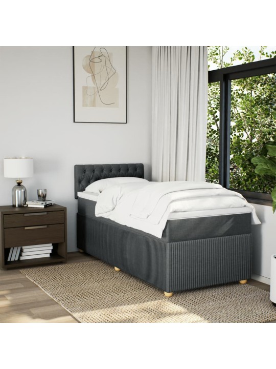 Box spring postel s matrací tmavě šedá 90x200 cm textil