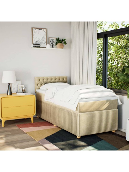 Box spring postel s matrací krémová 90x200 cm textil