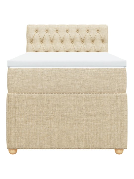Box spring postel s matrací krémová 90x200 cm textil