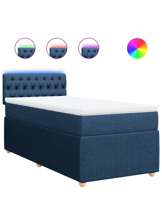 Box spring postel s matrací modrá 90x200 cm textil