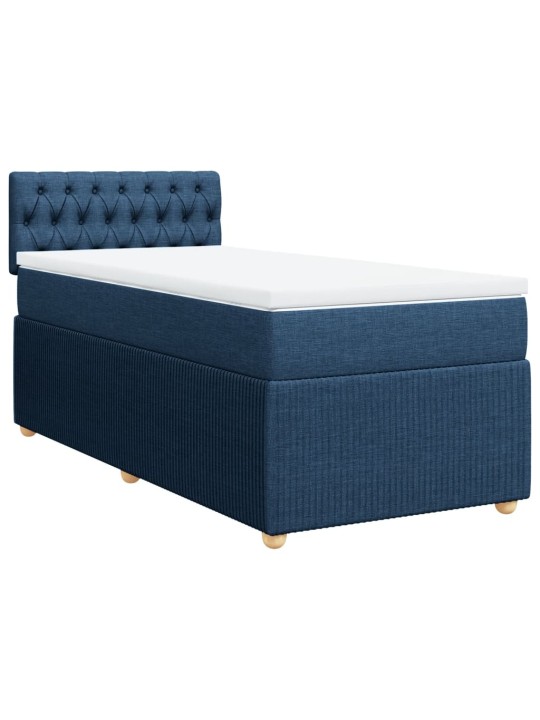 Box spring postel s matrací modrá 90x200 cm textil