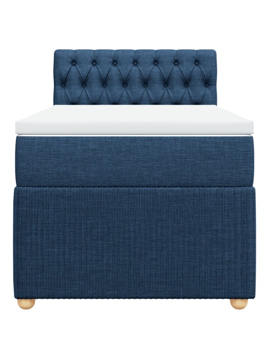 Box spring postel s matrací modrá 90x200 cm textil