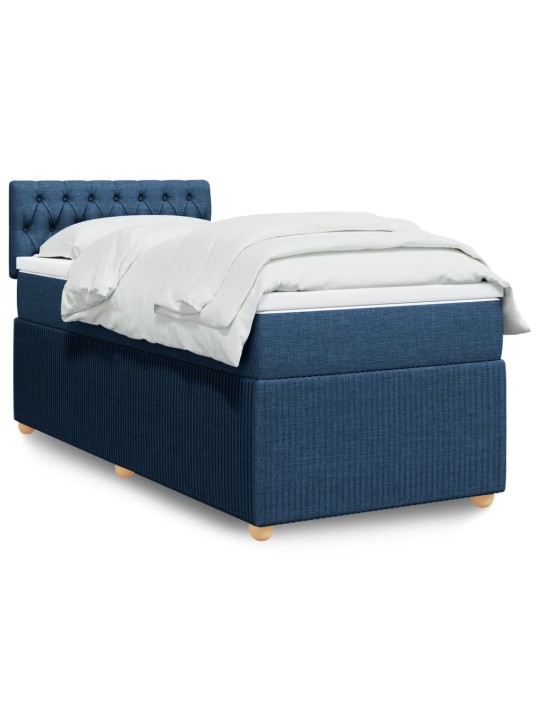 Box spring postel s matrací modrá 90x200 cm textil