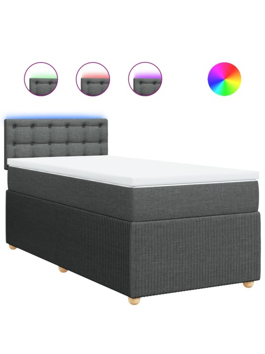 Box spring postel s matrací tmavě šedá 90x200 cm textil