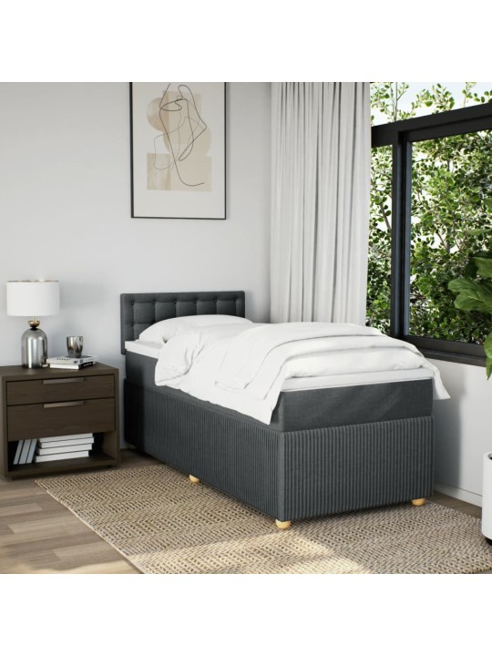 Box spring postel s matrací tmavě šedá 90x200 cm textil
