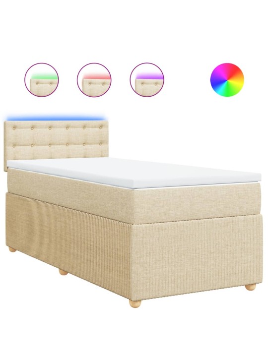 Box spring postel s matrací krémová 90x200 cm textil