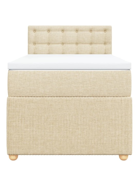 Box spring postel s matrací krémová 90x200 cm textil