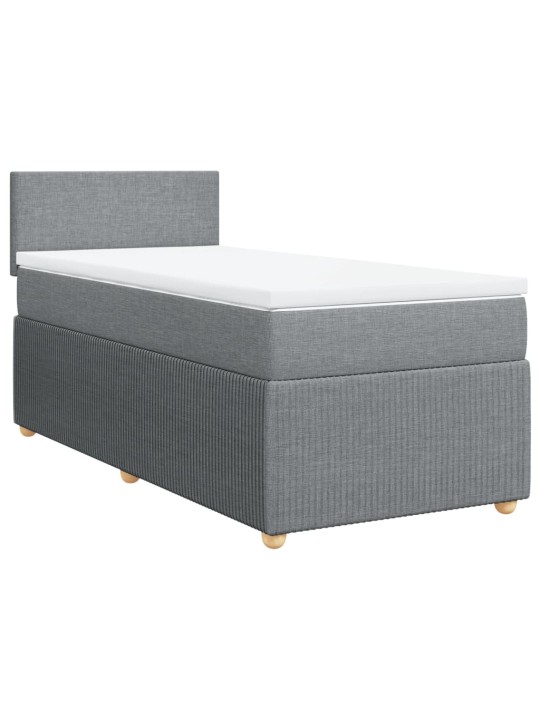Box spring postel s matrací světle šedý 100 x 200 cm textil