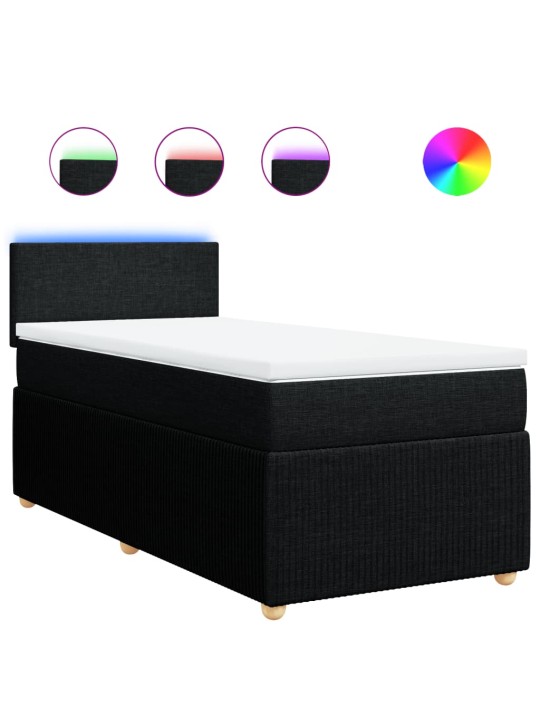 Box spring postel s matrací černá 100 x 200 cm textil