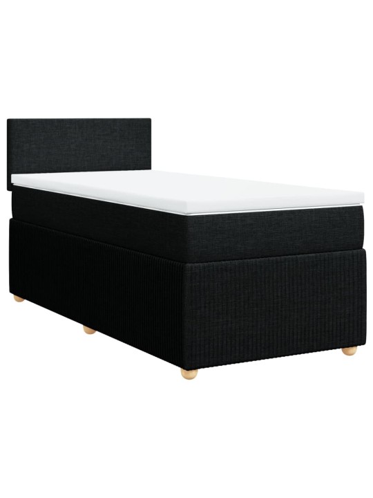 Box spring postel s matrací černá 100 x 200 cm textil