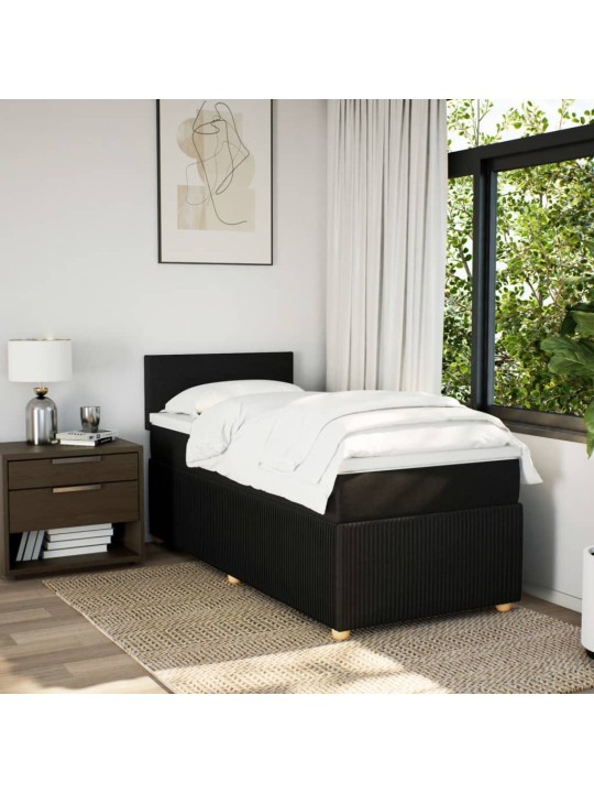 Box spring postel s matrací černá 100 x 200 cm textil