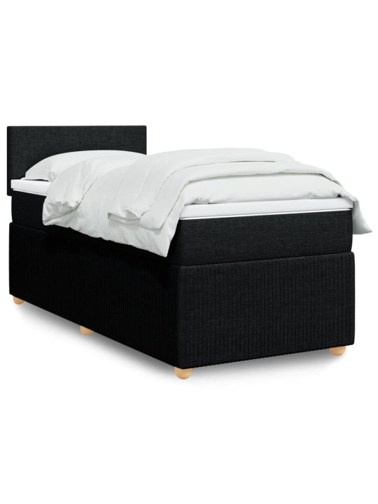 Box spring postel s matrací černá 100 x 200 cm textil