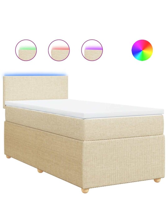 Box spring postel s matrací krémová 100 x 200 cm textil