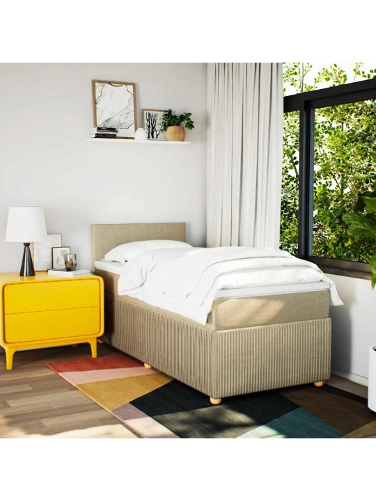 Box spring postel s matrací krémová 100 x 200 cm textil