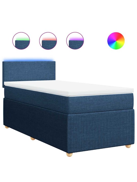 Box spring postel s matrací modrá 100 x 200 cm textil