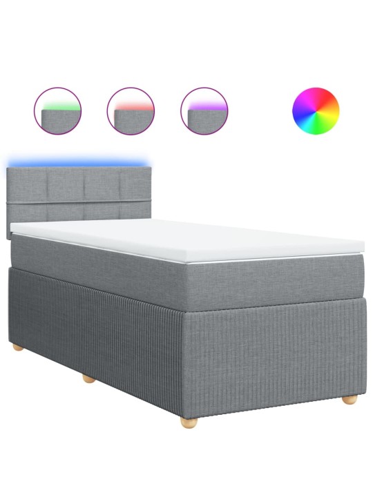Box spring postel s matrací světle šedý 100 x 200 cm textil
