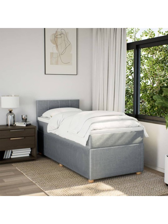 Box spring postel s matrací světle šedý 100 x 200 cm textil