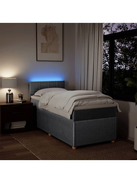 Box spring postel s matrací světle šedý 100 x 200 cm textil