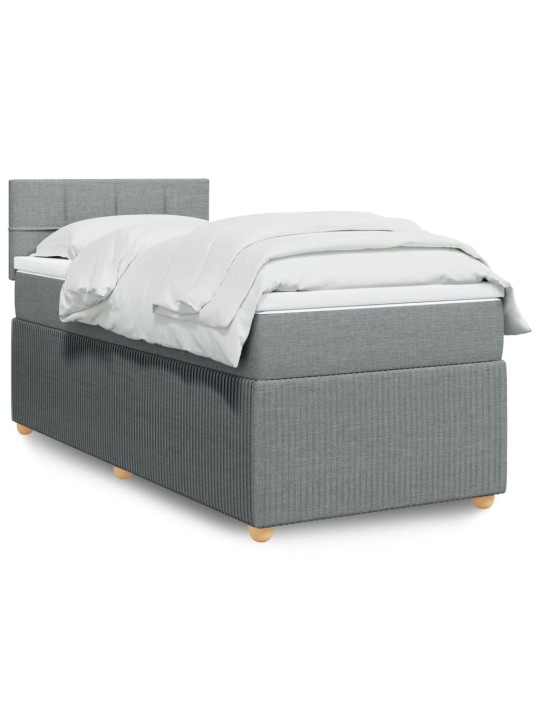 Box spring postel s matrací světle šedý 100 x 200 cm textil