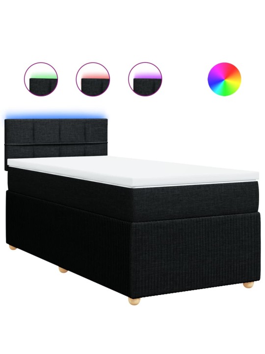 Box spring postel s matrací černá 100 x 200 cm textil
