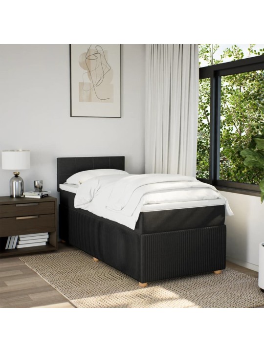 Box spring postel s matrací černá 100 x 200 cm textil