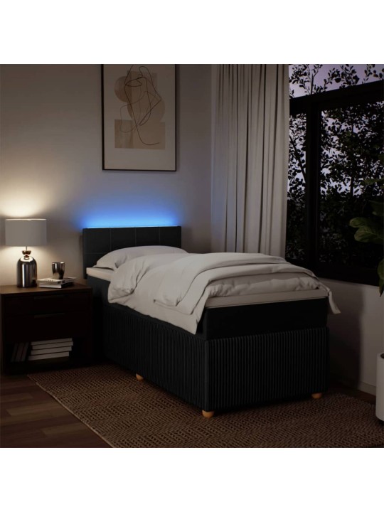 Box spring postel s matrací černá 100 x 200 cm textil