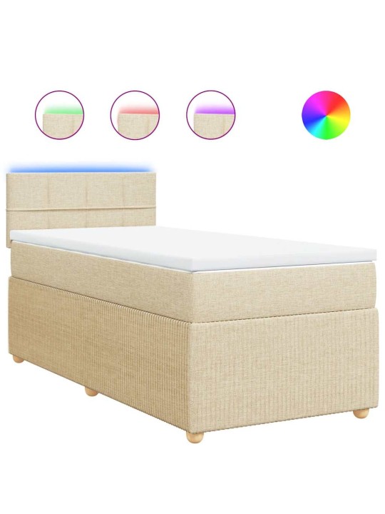 Box spring postel s matrací krémová 100 x 200 cm textil