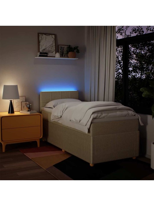 Box spring postel s matrací krémová 100 x 200 cm textil