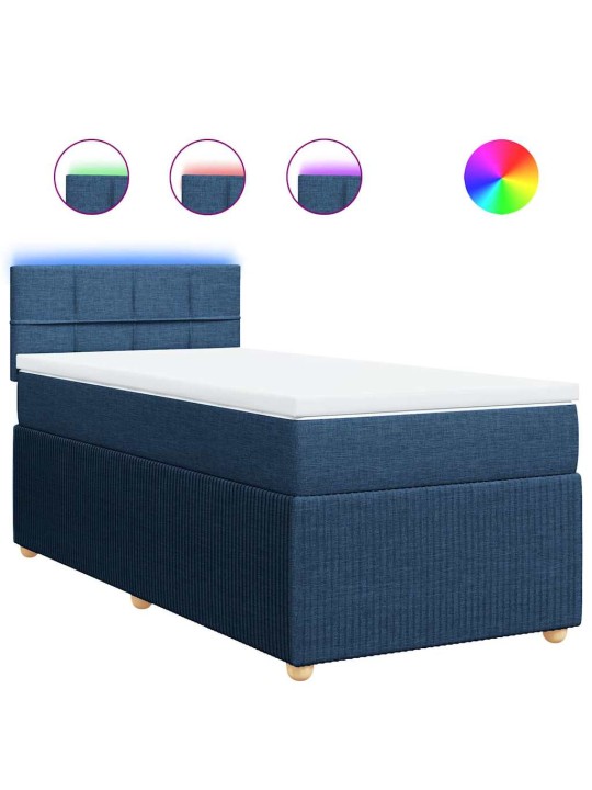 Box spring postel s matrací modrá 100 x 200 cm textil