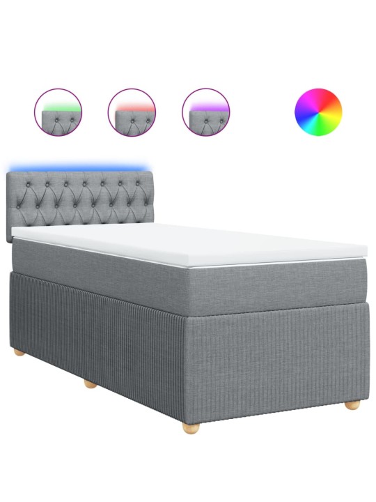Box spring postel s matrací světle šedý 100 x 200 cm textil