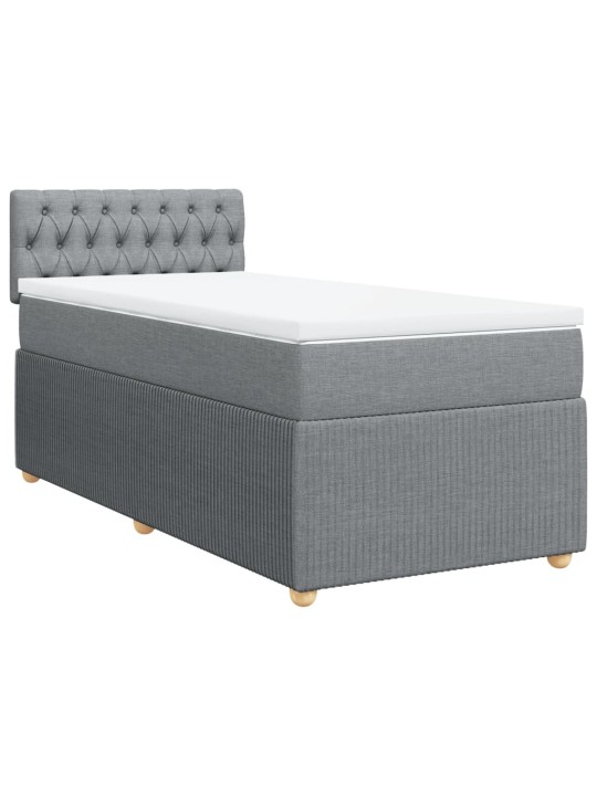 Box spring postel s matrací světle šedý 100 x 200 cm textil
