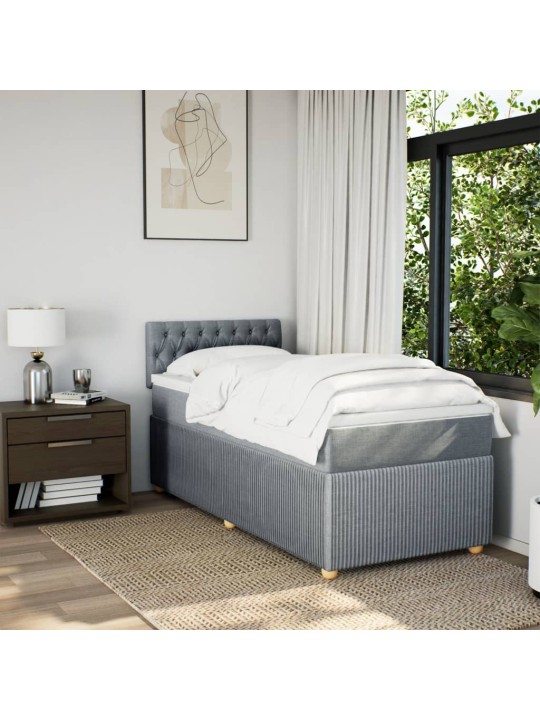 Box spring postel s matrací světle šedý 100 x 200 cm textil