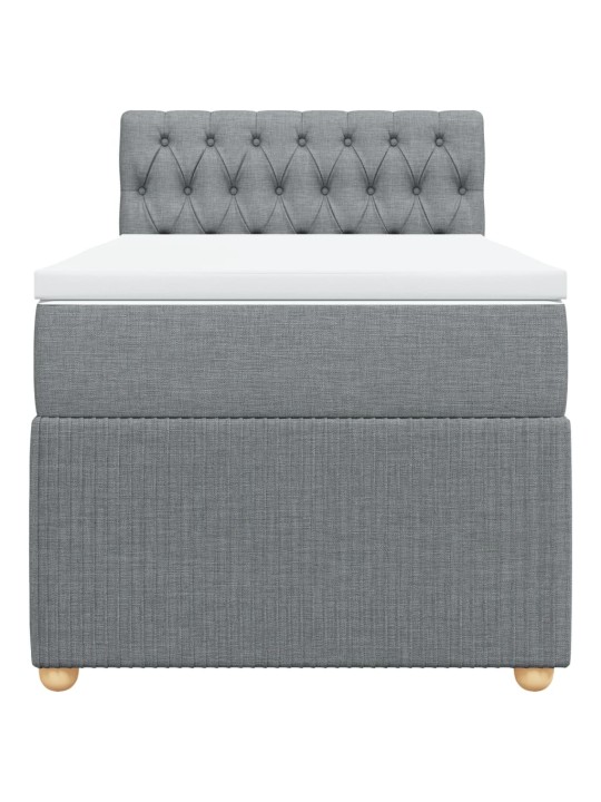 Box spring postel s matrací světle šedý 100 x 200 cm textil